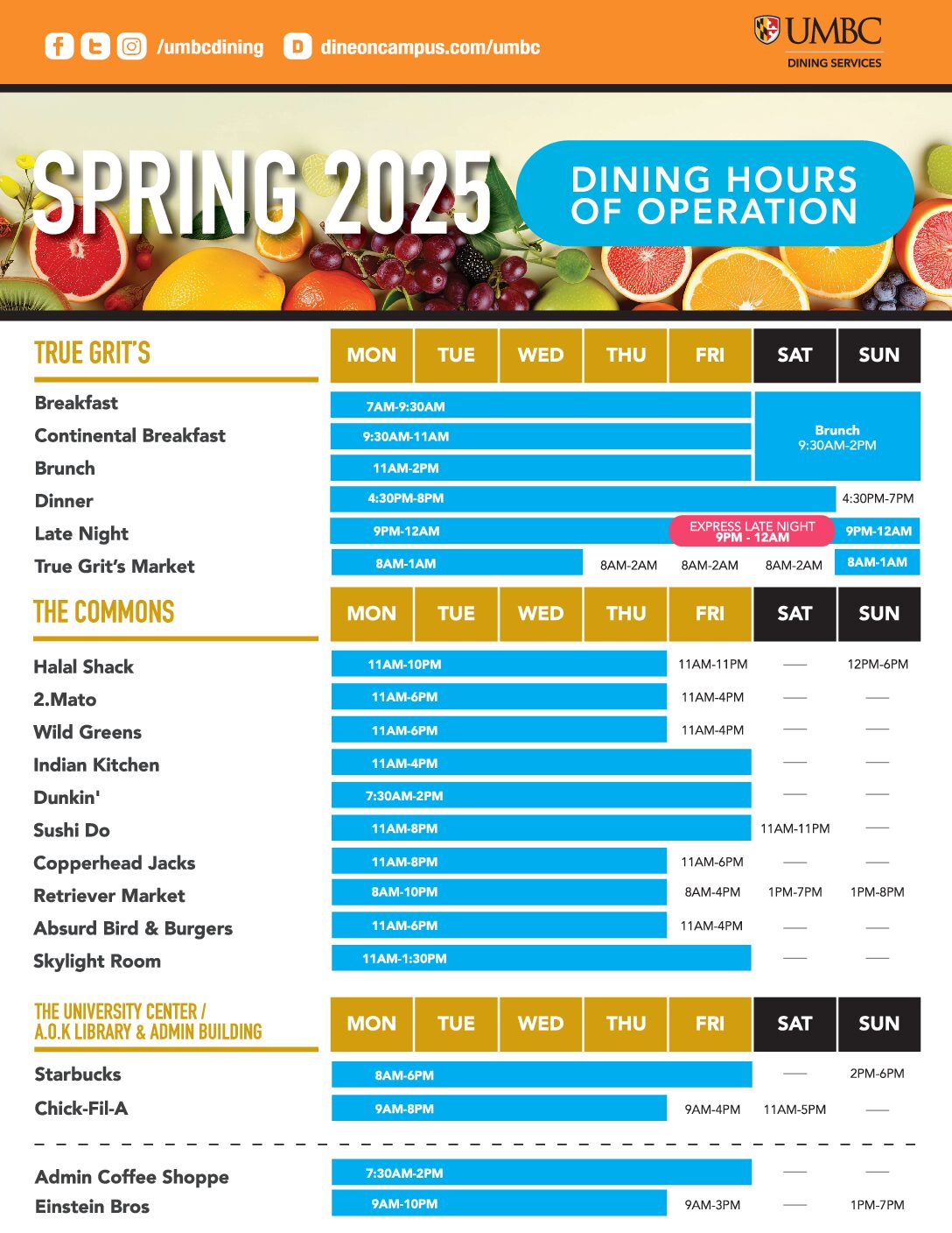 Spring 2025 Dining Hours